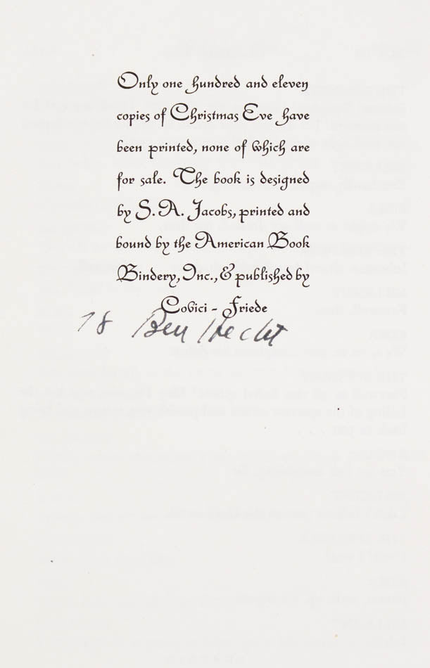 A special edition of this seasonal play by one of the most influential Hollywood screenplay writers of all time, Ben Hecht (1893-1964).