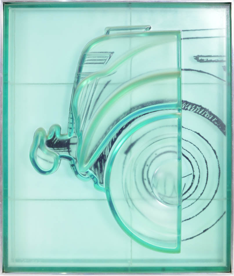 Claes Oldenburg, Profile Airflow, Test Mold Front End, 1972, cast polyurethane relief over screenprinted plexiglas, signed, from the edition of 50