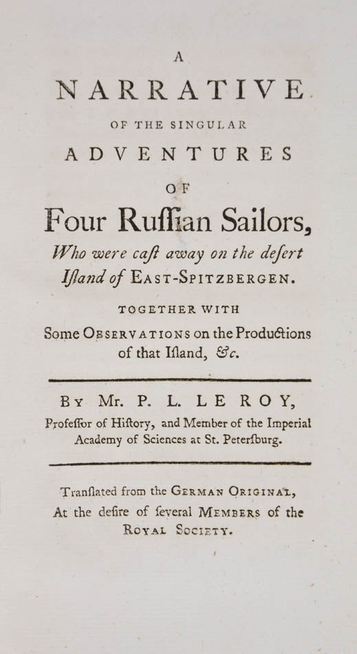 First English edition of an important work in north-west coast exploration. Map depicts Alaska as an island and shows routes taken by Russian expeditions