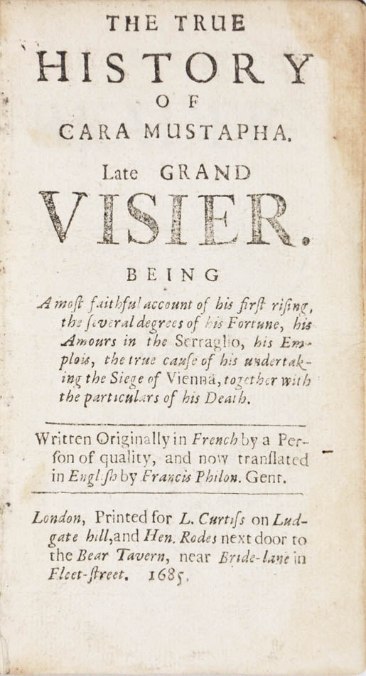 Kara Mustafa Pasha was the grand vizier who commanded the Turkish army at the Turkish siege of Vienna in 1683. A novel.