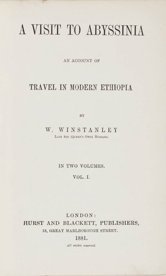 The author of this work was a British officer of the Queen's Own Hussars who entered Ethiopia from the west around 1880.
