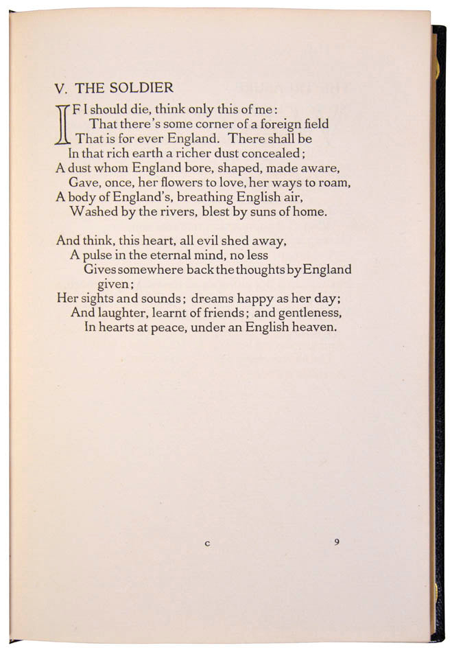 Limited edition of The Collected Poems of Rupert Brooke publisehd in London in 1919 and bound for Asprey.
