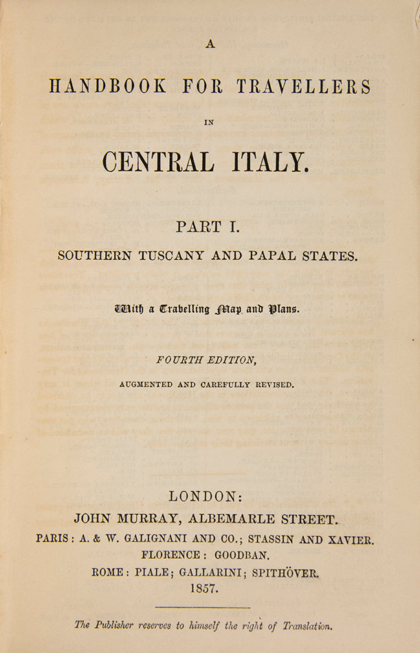 Rare to find both volumes of Central Italy. The plans include Bologna, Siena and the Vatican.