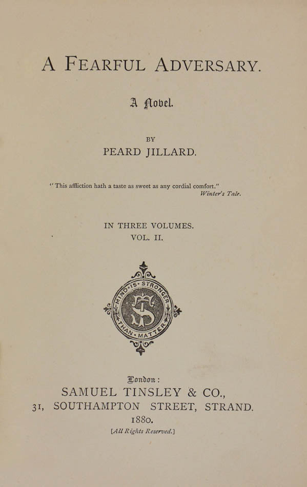 A very good first edition set of this scarce Victorian three-decker, in the original publisher's binding. The work seems to defy easy categorisation.