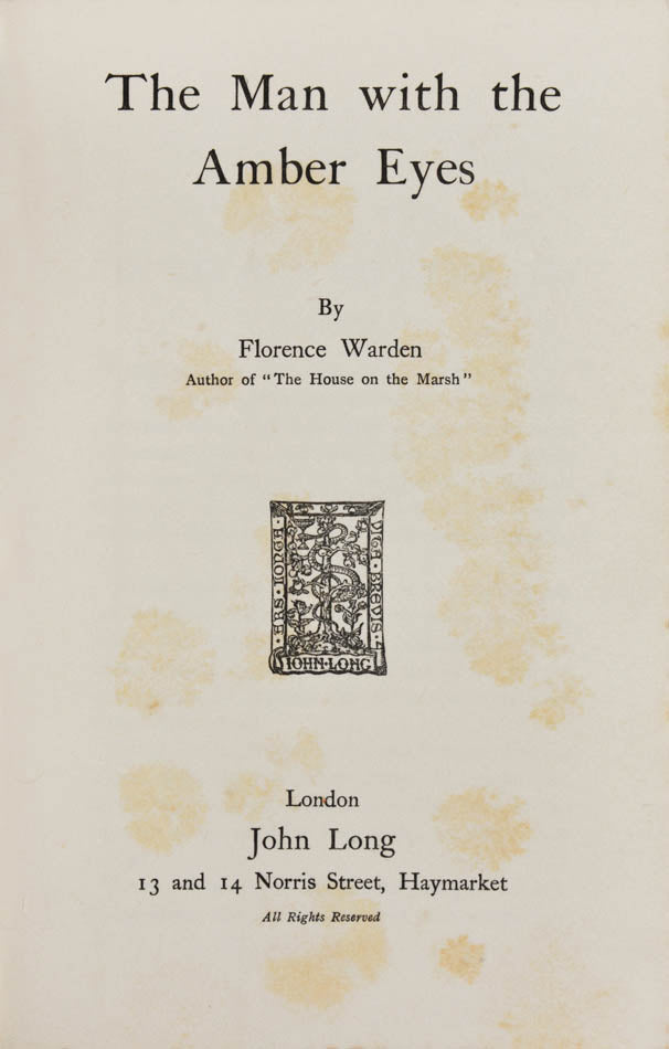 Two attractive first editions of this Edwardian murder-mystery by a female author. From the collection of renowned crime fiction collector, Otto Penzler.