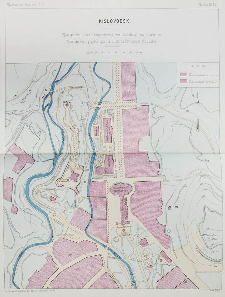 A rare and interesting work on the spa towns of the Caucasus. The plates show plans for fountains, bathing houses and pumping stations.