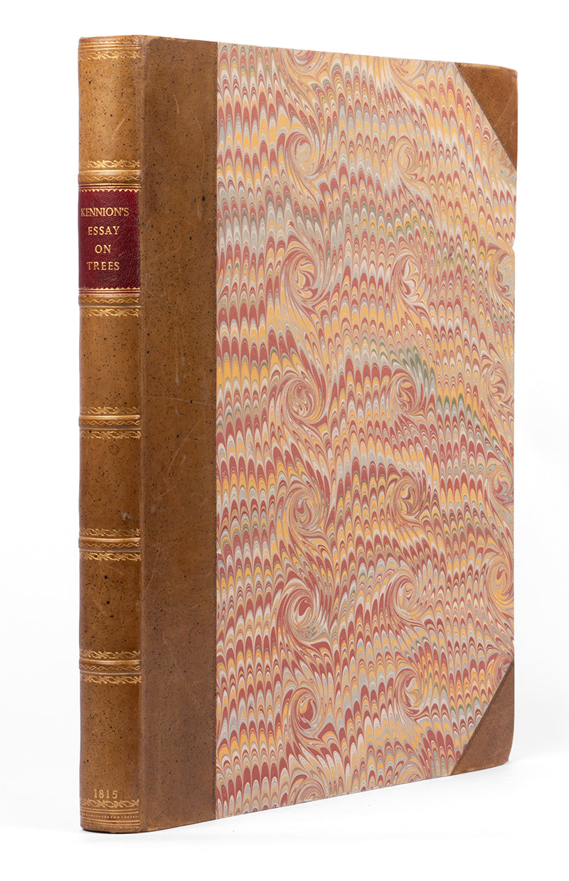 An essay on trees in landscape, Kennion, First edition with four additional hand coloured double page engravings, 54 in total, bound in modern half leather