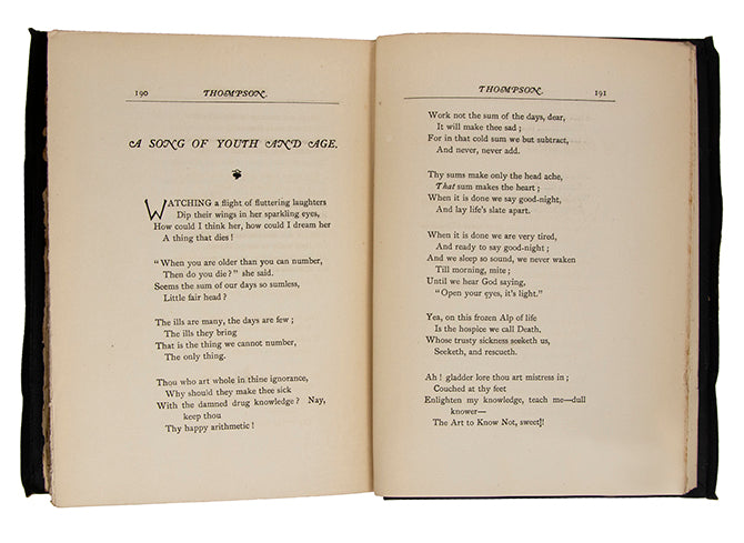 A compilation of child-oriented poems, notable for the first appearance in print of Francis Thompson, whom Meynell had saved from deprivation & obscurity.