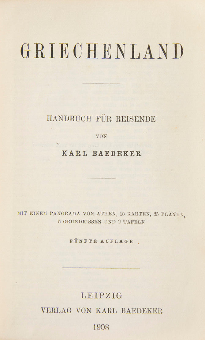 The last of Baedeker's five editions of Griechenland published in German