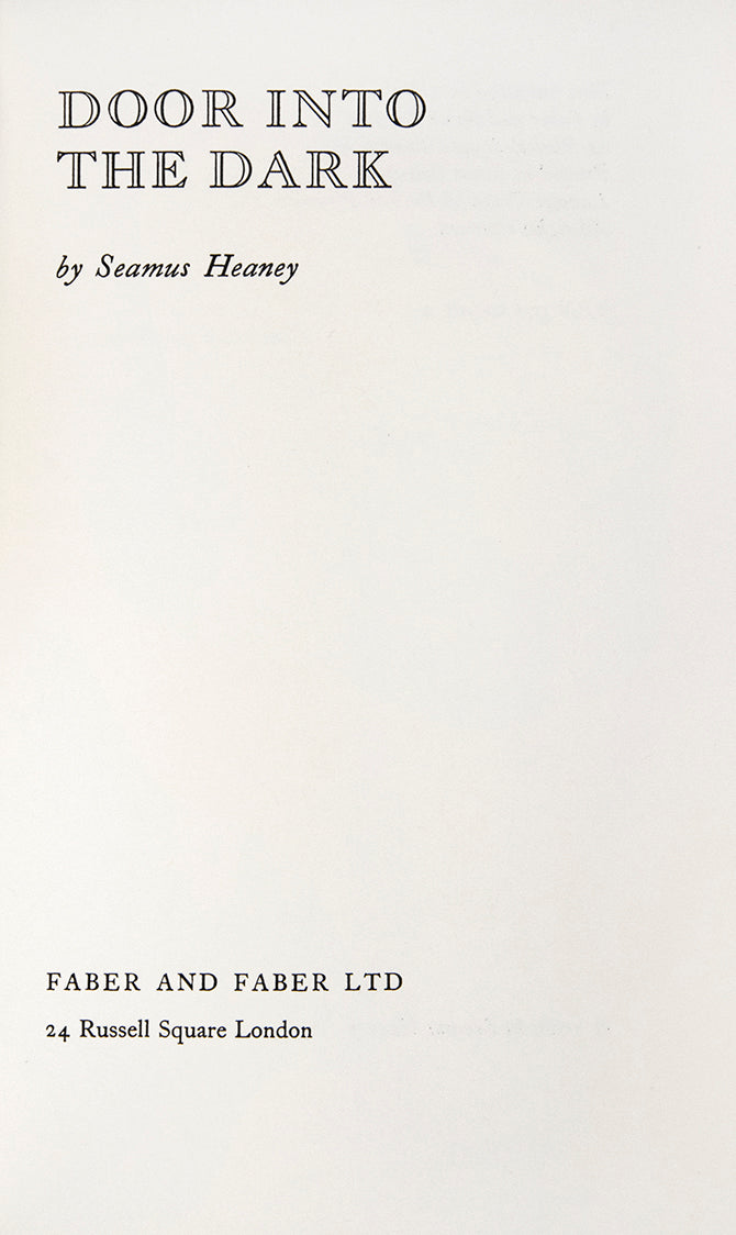 An exceptionally nice copy of Seamus Heaney's second major collection of poetry published in 1969: Door into the Dark.