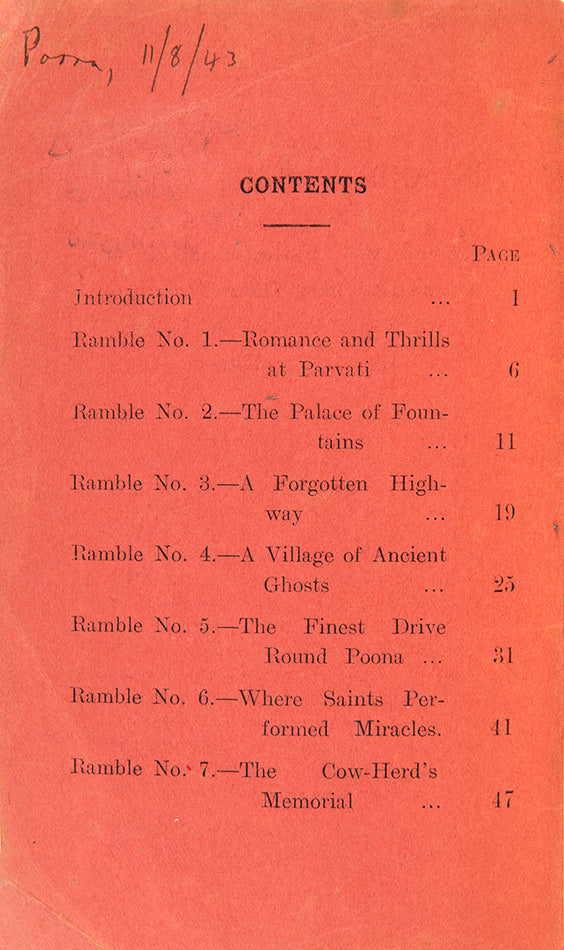 In and Around Poona by Goerge Franks is a highly unusual set of guide-books to various walks in and around Poona in India. Very scarce.