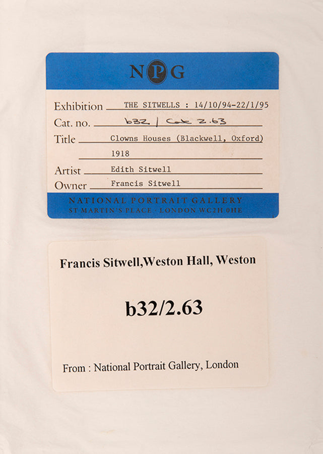 First edition of Clowns' Houses by Edith Sitwell, inscribed by the author to her governess and companion Helen Rootham.