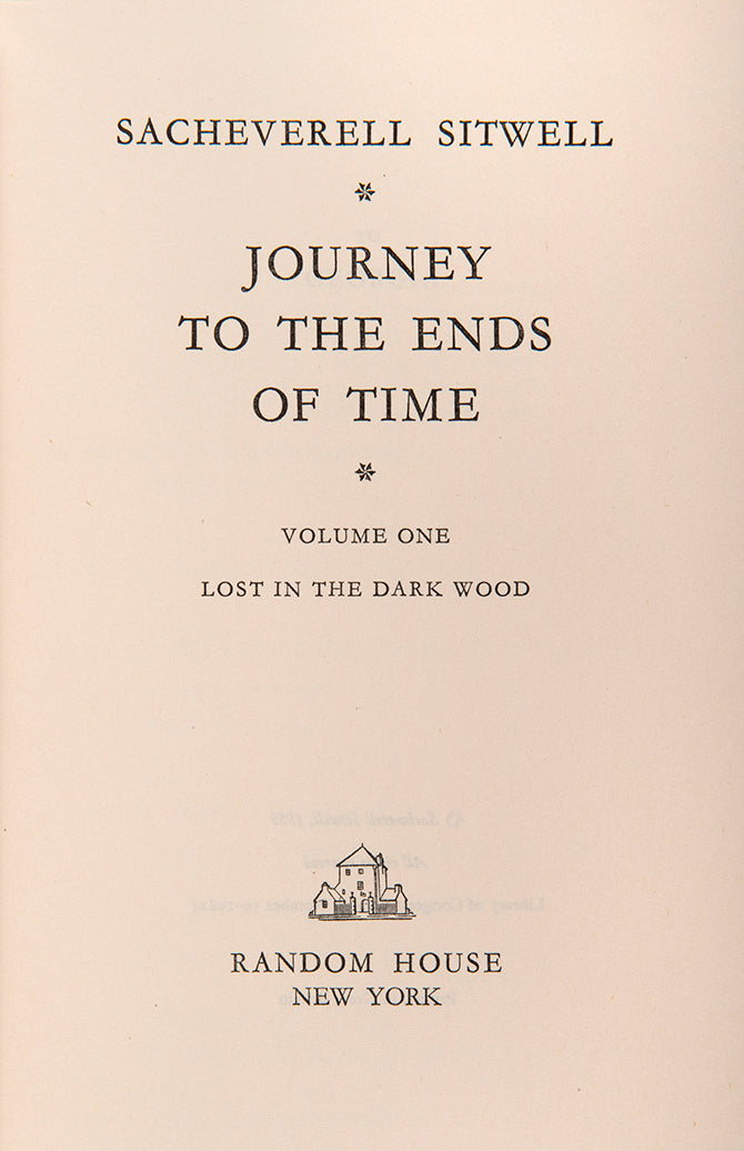 A fine association copy of the first American edition of Journey to the Ends of Time, inscribed by Sacheverell Sitwell to his son.