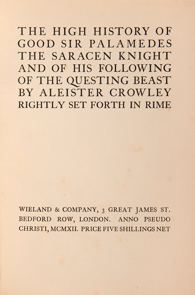 The High History of Good Sir Palamedes the Saracen Knight and of his Following of the Questing Beast.