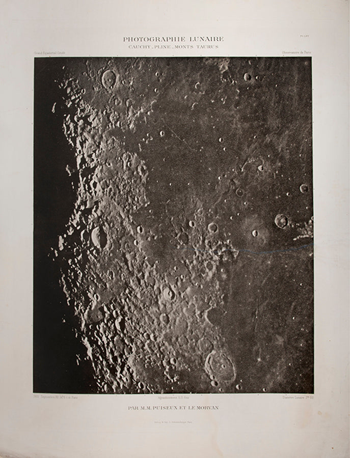 Photographie Lunaire. Cauchy_Pline_Monts Taurus. Pl. LXV.