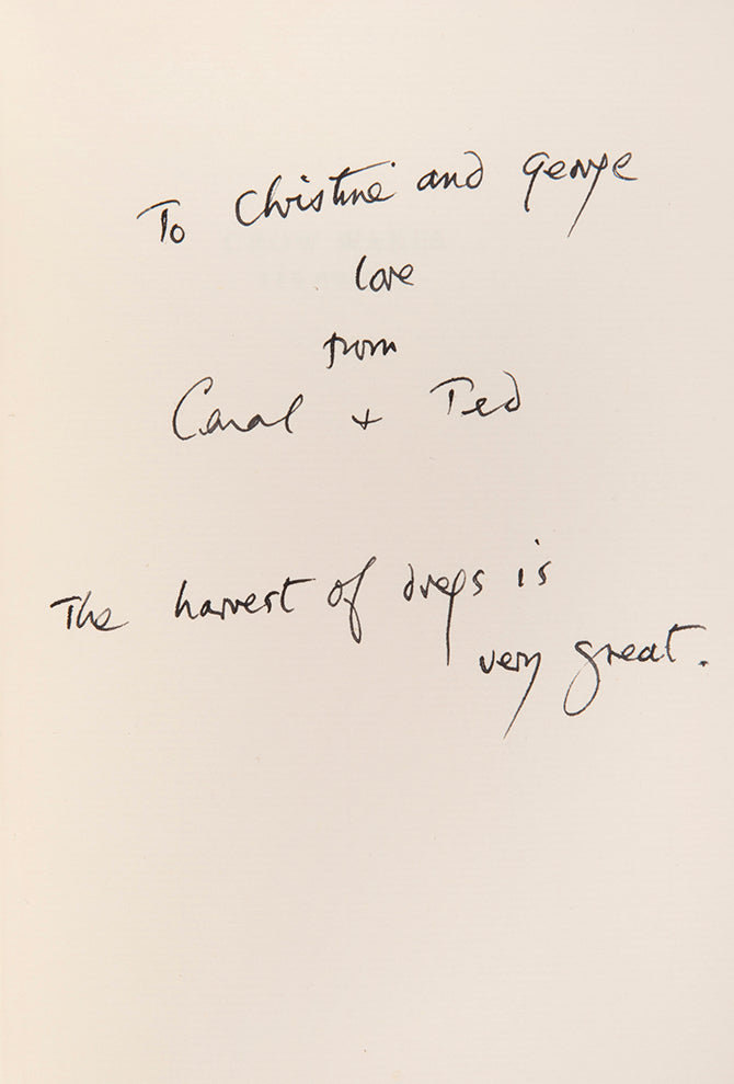 Number 9 of 200 copies of Crow Wakes by Ted Hughes, signed by the author, with presentation inscription to the poet George Tardios and his wife.