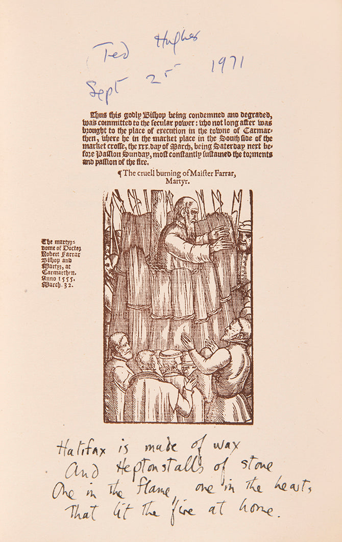 This is the withdrawn first issue of The Martyrdom of Bishop Farrar which was rejected by Hughes.