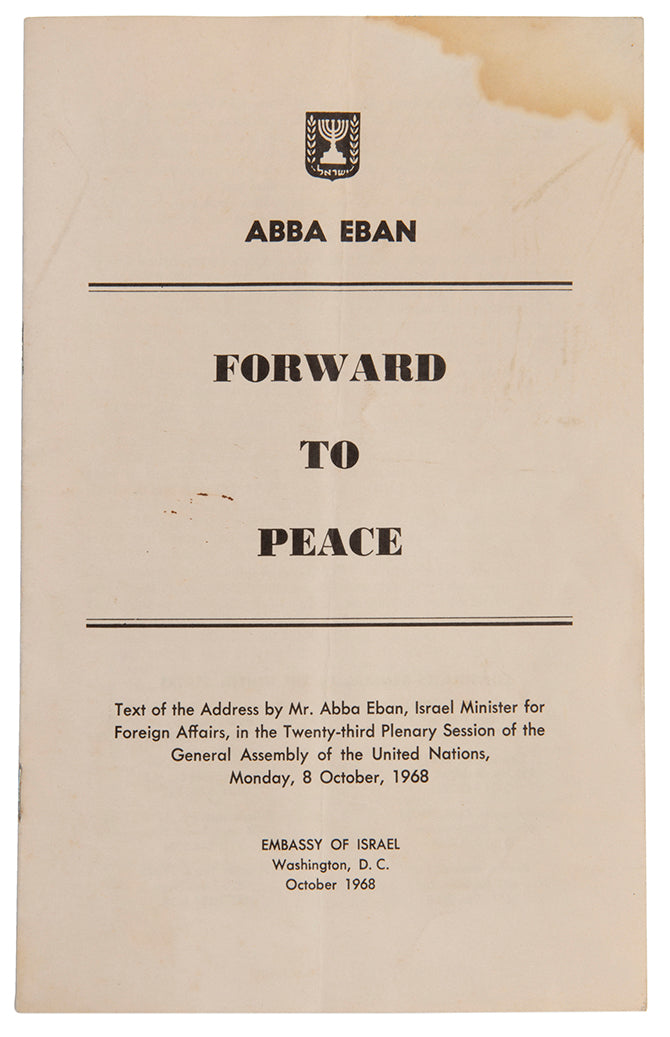 Text of the address by Abba Eban in the 23rd Plenary Session of the General Assembly of the UN on October 8th, 1968.