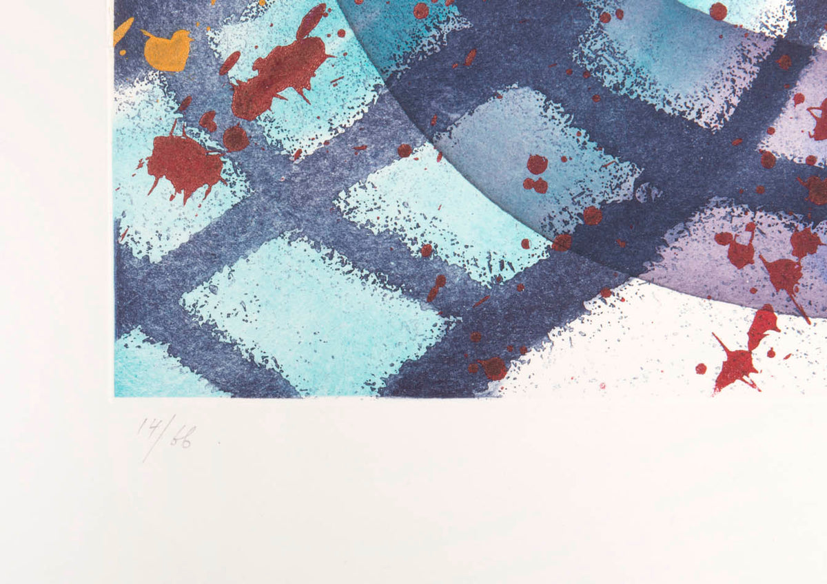 Sam Francis, Trietto 3 SFE 076 RC, aquatint in colours, 1991, on Fabriano paper, signed, from edition of 66, published by2RC Edizioni Arte
