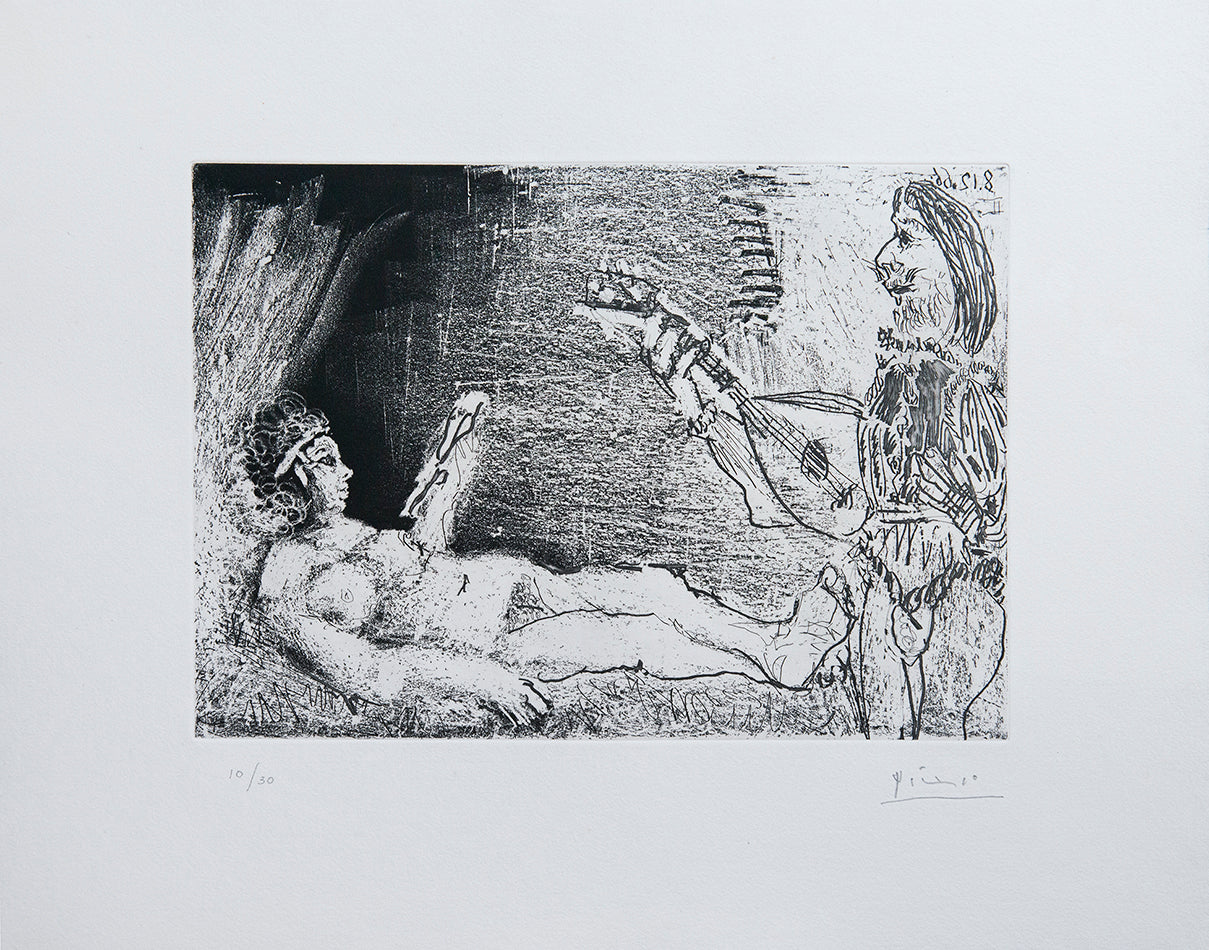 Pablo Picasso, plate 10 from Le Cocu Magnifique, 1968, etching, aquatint, on Richard de Bas wove paper, signed by the artist, from the edition of 30
