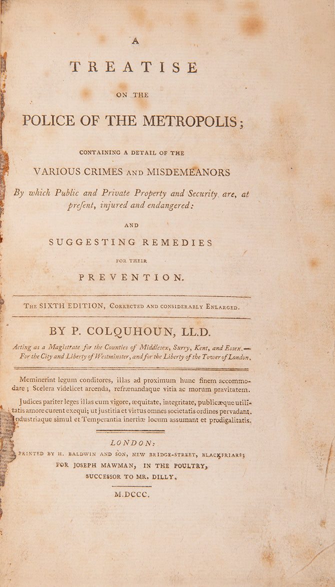 Sixth edition of this summary of the criminal offences in London in the late-eighteenth century, and suggested solution.
