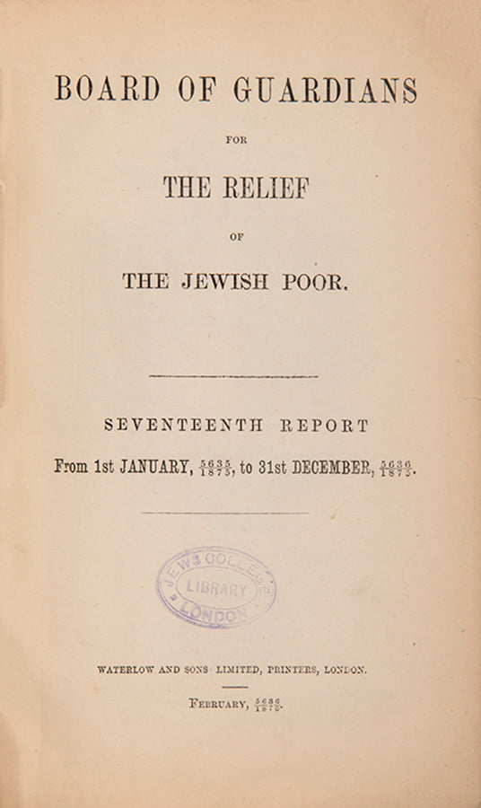 A collection of four reports by the Jewish Board of Guardians of London.