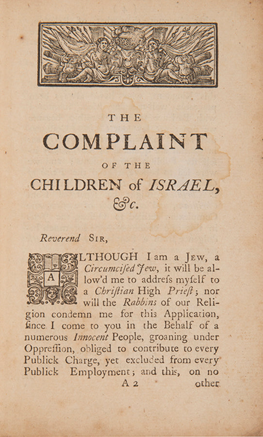 Four political pamphlets published in the context of the Jewish Naturalisation Act of 1753, repealed the following year after