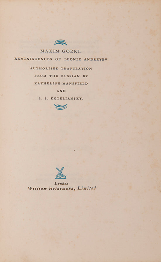 Reminiscences of Leonid Andreyev.