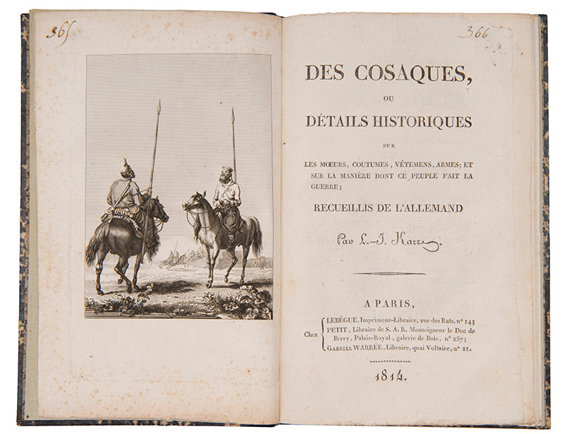 A fine example of a very scarce early 19th century account of the origin and history of Ukrainian Cossacks.