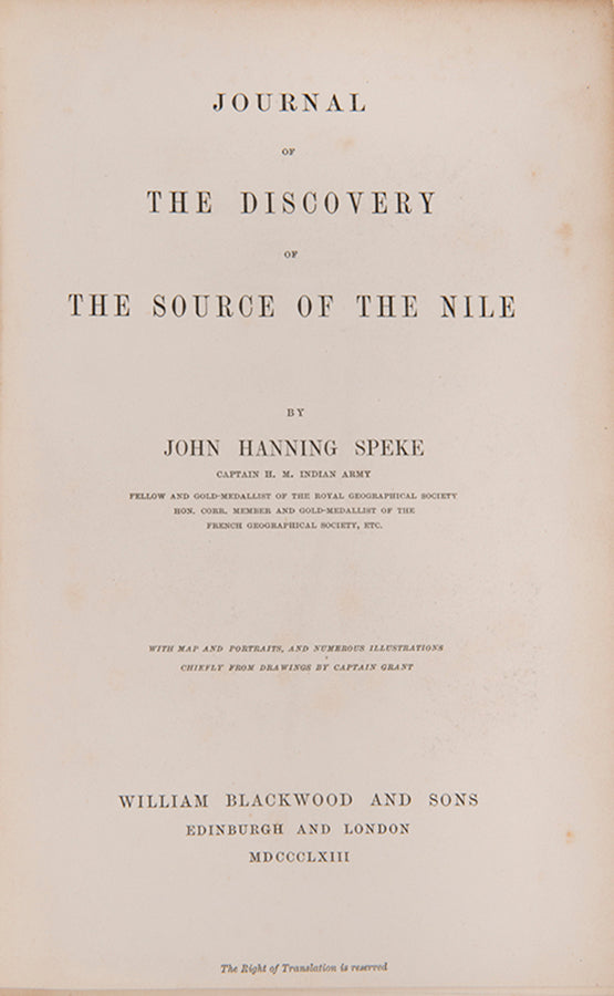 Journal of the discovery of the source of the Nile.
