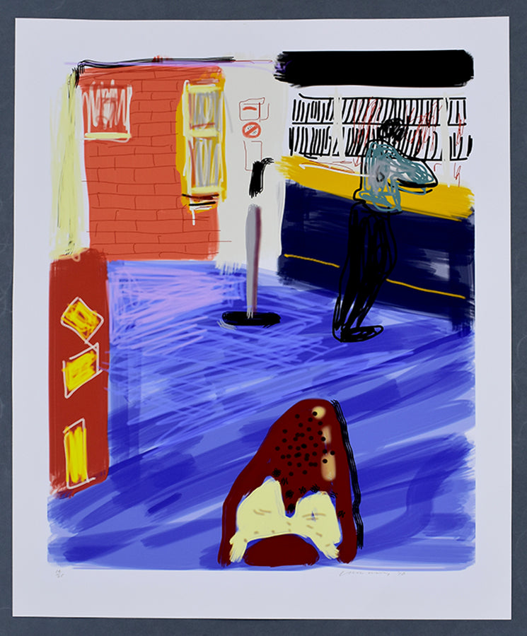David Hockney, Waiting at York 180, 2010, Ipad drawing in colours on wove paper, signed dated and numbered 14th from the edition of 25 published by Pace Gallery London