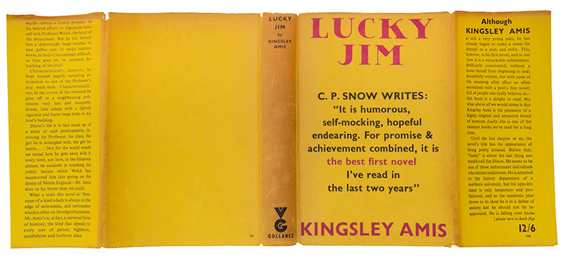 An attractive signed first edition of the first novel by Kingsley Amis, Lucky Jim features an inferior academic in a second-rate university