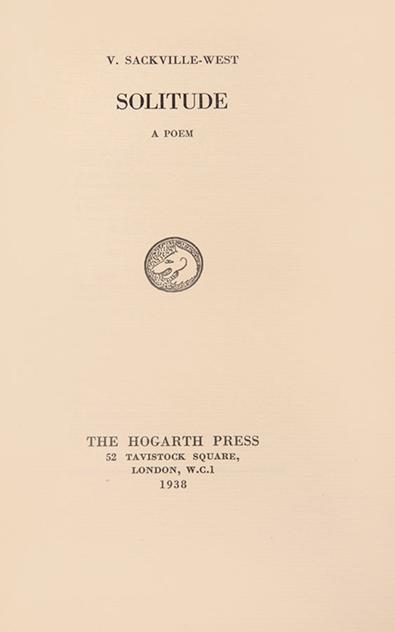First edition of Solitude by Vita Sackville-West in the dustjacket, published by The Hogarth Press in 1938.