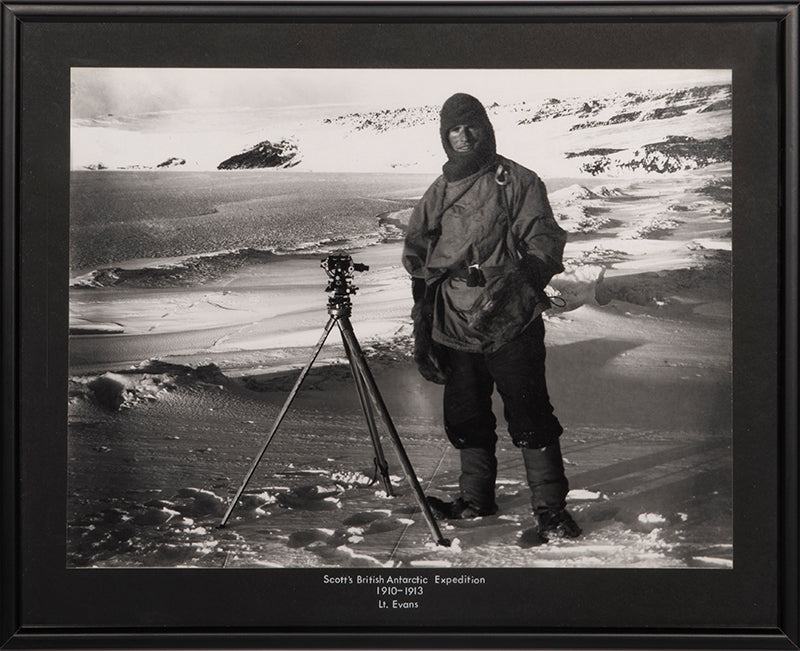 Classic Herbert Ponting photograph from Captain Scott's Terra Nova expedition (1910-1913), showing Lt. Edward Evans