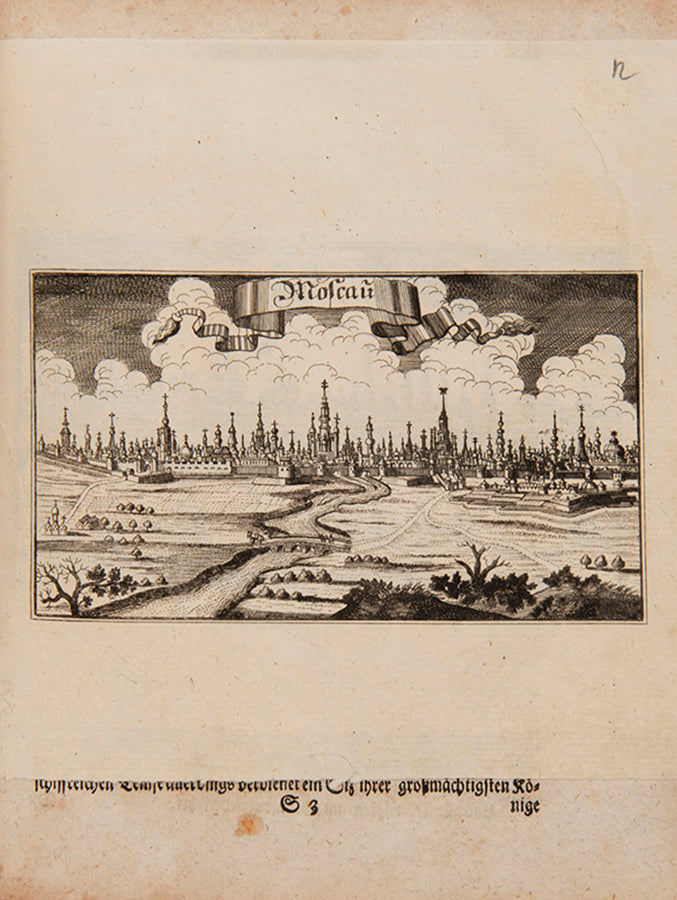 An important contemporary description of the developments of Russia under Peter the Great, with an early plan of the new city of St Petersburg.