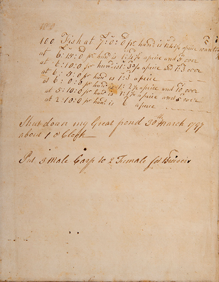 A fascinating manuscript account book being a reocrd of fish farming in Georgian England