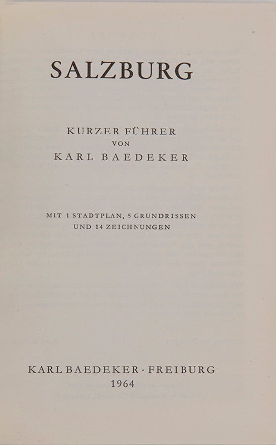Rare presentation copy of Salzburg, inscribed by the publisher Karl Friedrich Baedeker in 1964.