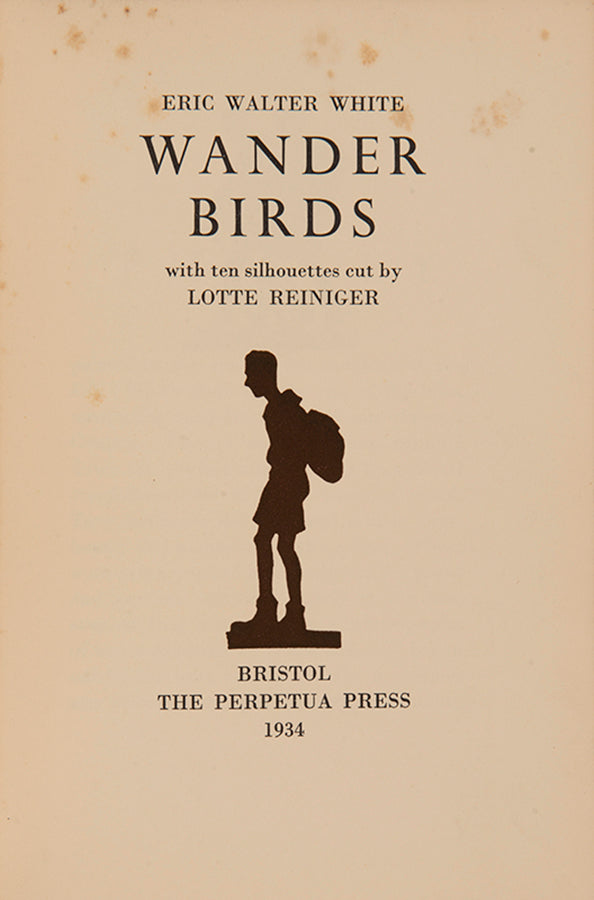 First edition of Wander Birds by Eric Walter White, inscribed by the author to his wife.