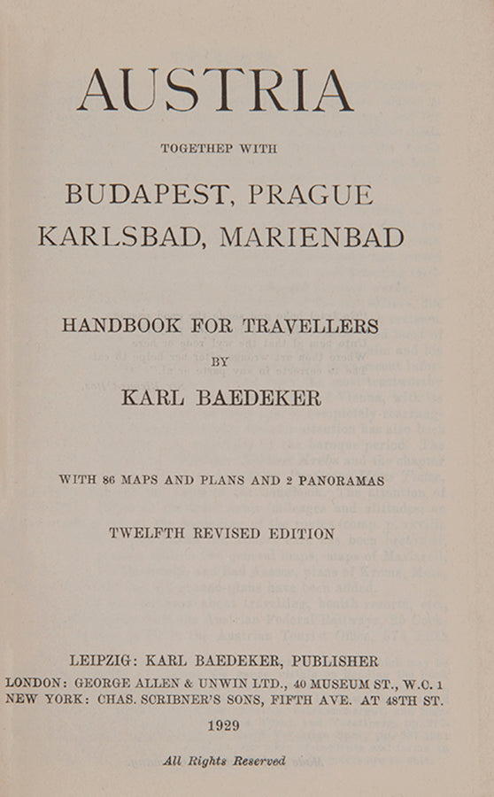 Last English edition of this Baedeker guidebook to be published. With a rare printing error.