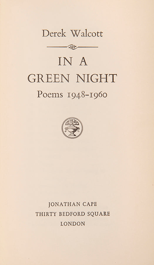 First edition of In a Green Niight by Derek Walcott in the original dustjacket.