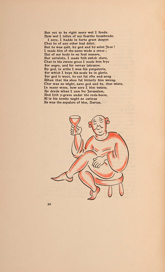 First edition of The Wyf of Bathe by Geoffrey Chaucer illustrated by Pearl Binder, published by the Mandrake Press.