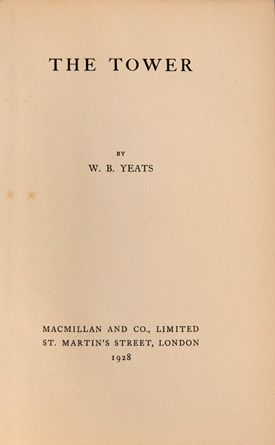 First edition of The Tower by W.B. Yeats, with the rare dustjacket.
