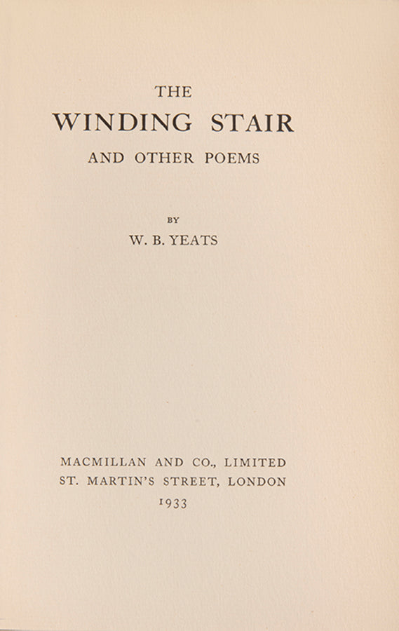 First edition of The Winding Stair by W.B. Yeats, in the original dustjacket.