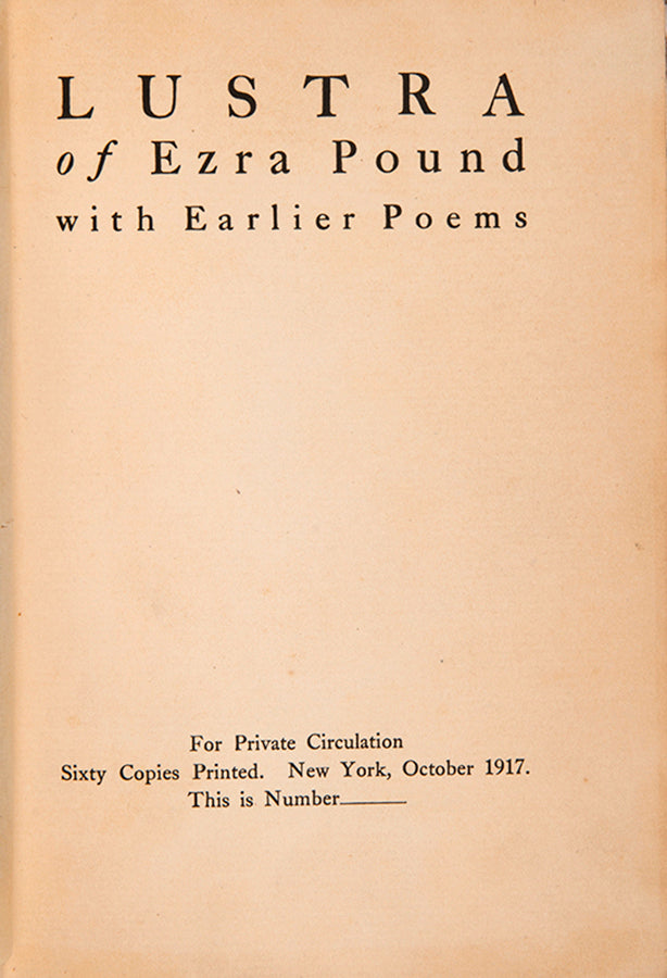 First US edition of Lustra by Ezra Pound