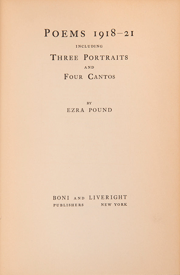 First edition of Poems 1918-21 by Ezra Pound.