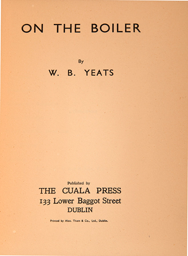 Second edition of On the Boiler by W.B. Yeats.