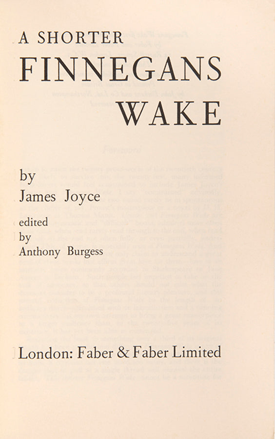 James Joyce's Finnegans Wake revised by the satirist and literary critic Anthony Burgess, with an introduction and commentary.