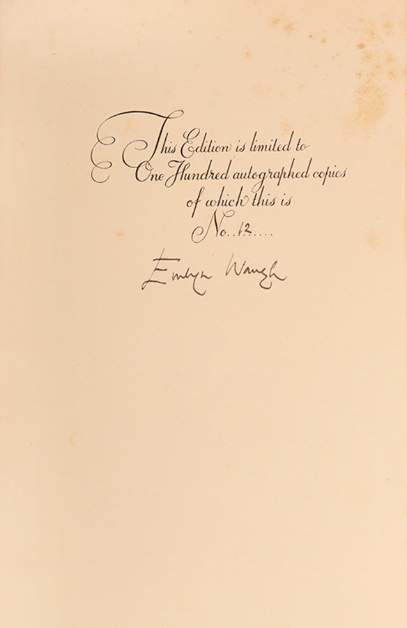 First edition of Wine in Peace and War by Eveleyn Waugh, one of 100 copies signed by the author