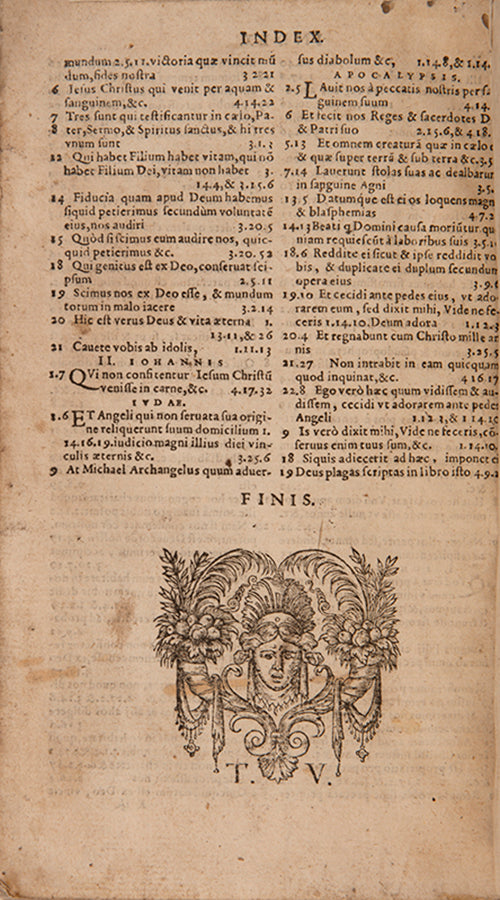The first edition printed in England of Jean Calvin's Institutes of the Christian Religion, in a contemporary English gilt calf binding.