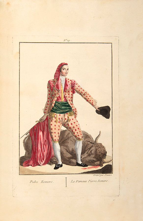 First French edition of Collection des costumes Espagnols anciens et modernes, Cruz Cano Y Olemedilla's popular Spanish work.